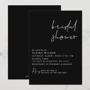 Black Simple Elegant Modern Bridal Shower  Invitation