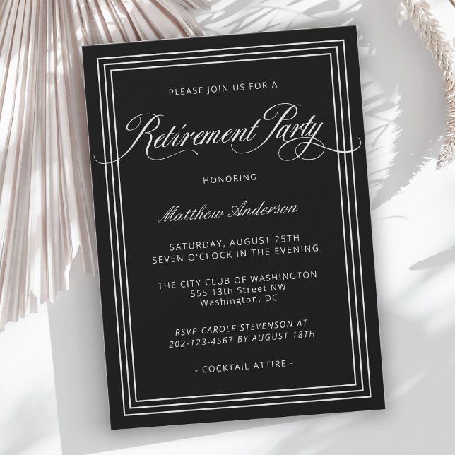 Black Simple Elegant Retirement Party Invitation (Creator Uploaded)