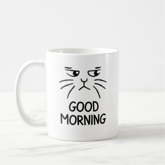 Black simple funny  cat lover good morning  coffee mug