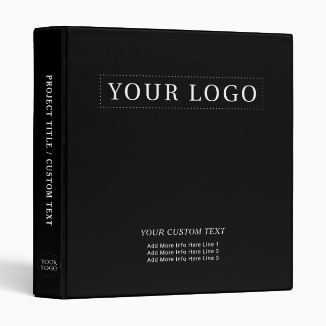 Black Simple Minimal Business Logo Promotional Binder (Front/Spine)
