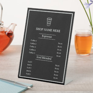 Black Simple Minimalist Café Just Coffee Menu Pedestal Sign