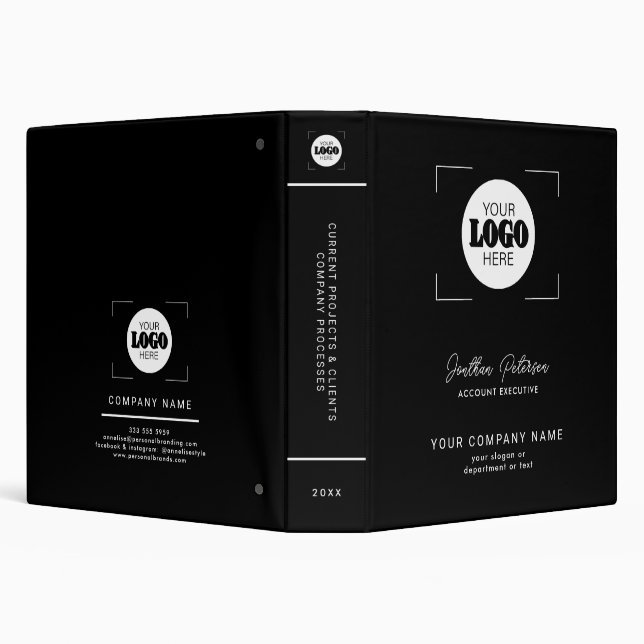 Black simple minimalist custom company logo binder (Background)