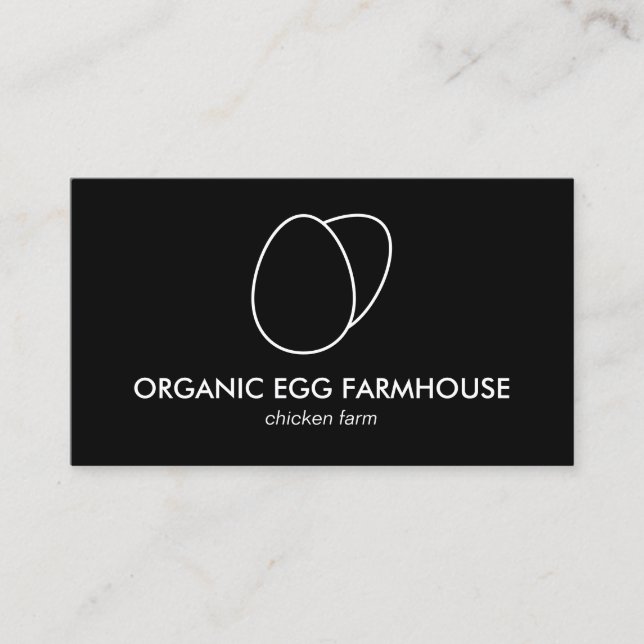 Black Simple Minimalist Moddern Egg Business Card (Front)