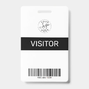 Black Simple Minimalist Visitor's Pass ID Badge
