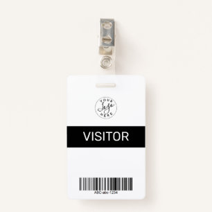 Black Simple Minimalist Visitor's Pass ID Badge