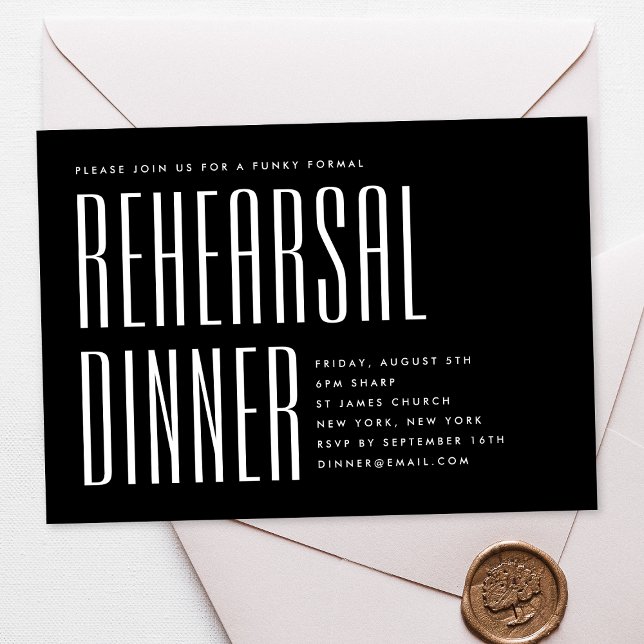 BLACK SIMPLE MODERN BOLD WEDDING REHEARSAL DINNER INVITATION (Creator Uploaded)