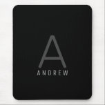 Black Simple Modern Monogrammed Mouse Pad<br><div class="desc">Simple black,  white,  and grey monogrammed personalized name and initial on a mous epad perfect for work,  school,  or a minimalist and masculine inspired home office.</div>