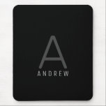 Black Simple Modern Monogrammed Mouse Pad<br><div class="desc">Simple black,  white,  and grey monogrammed personalized name and initial on a mous epad perfect for work,  school,  or a minimalist and masculine inspired home office.</div>