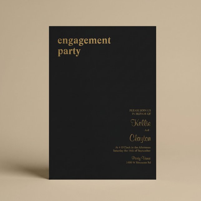 Black Simple Modern Type Engagement Party  Invitation (Creator Uploaded)