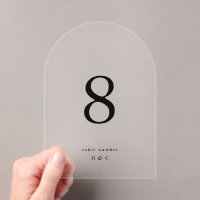 Black Simple Modern Wedding Acrylic Table Numbers