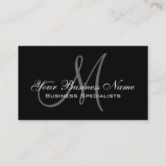 Black Simple Plain Monogram Business Card