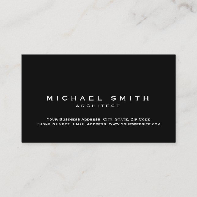 Black Simple Plain Standard Modern Business Card (Front)