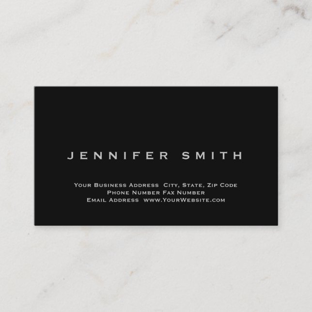Black Simple Plain Standard Size Business Card (Front)