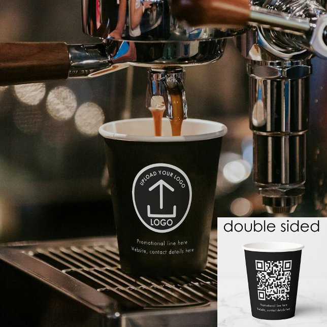Black Simple Professional Business Logo QR Code Paper Cups (Black Simple Professional Business Logo QR Code Paper Cups)