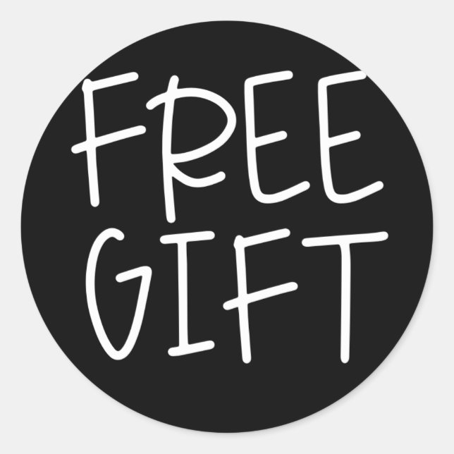 Black simple script free gift free sample stickers (Front)