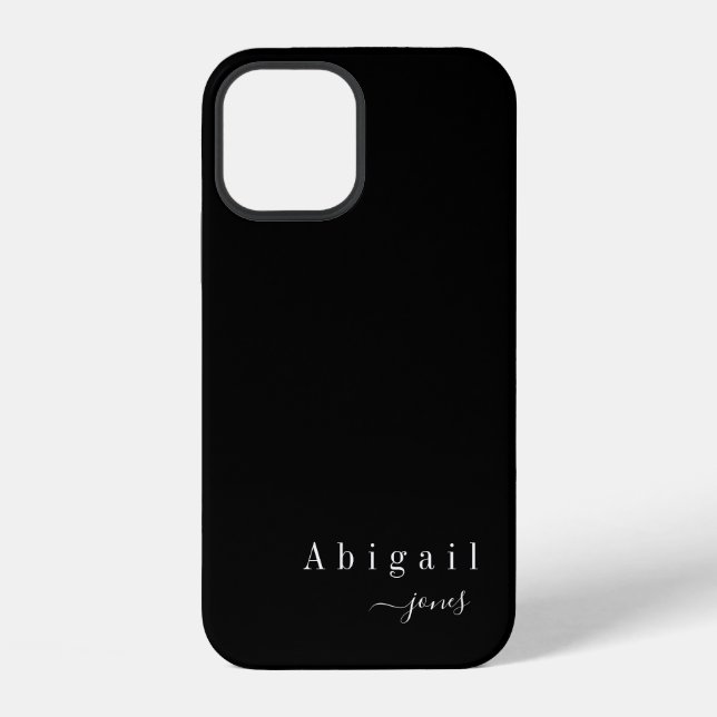 Black Simple Script Name elegant personalized iPhone Case (Back)
