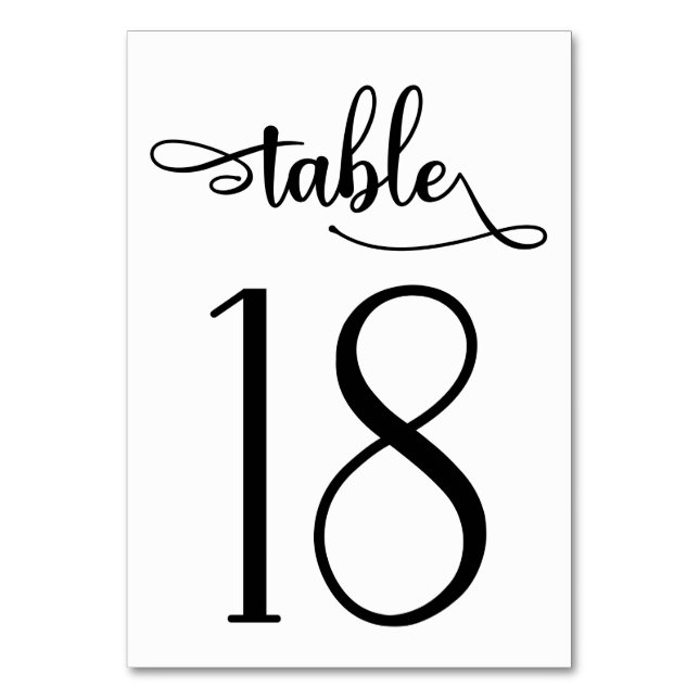 Black simple sign | 3.5x5 table number | Table 18 (Back)