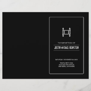Black Simple Torah Bar Mitzvah Program