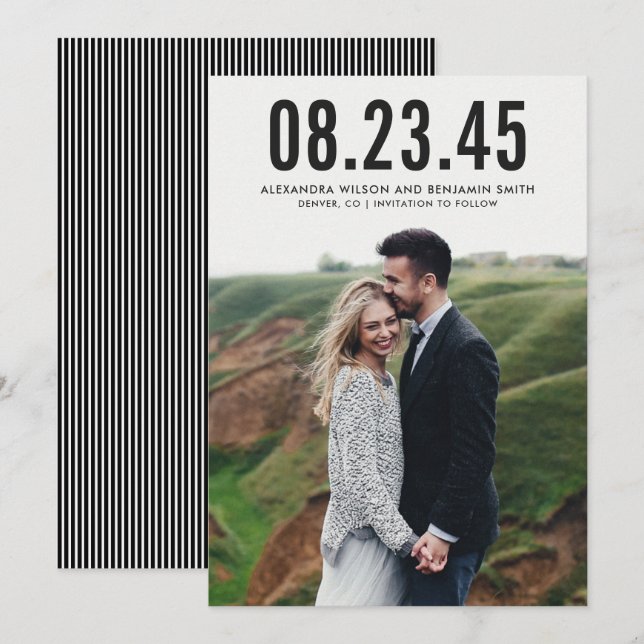 Black Simple Typography Save the Date Announcement (Front/Back)