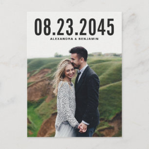 Black Simple Typography Save the Date Postcard
