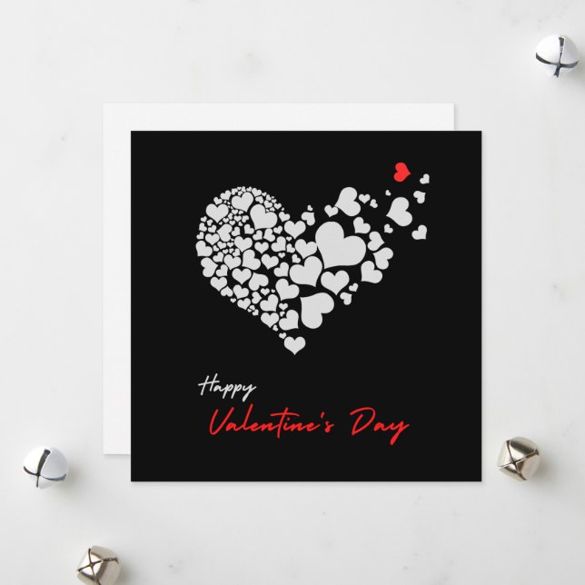Black Simple Valentine´s Day Holiday Card (Front/Back In Situ)