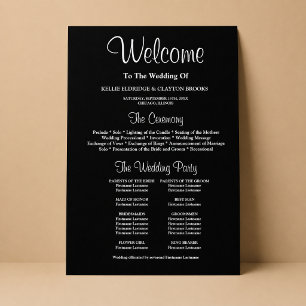 Black Simple Wedding Ceremony Program Sign