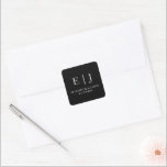 Black Simple Wedding Monogram Couple Initials  Square Sticker<br><div class="desc">Black Simple Wedding Monogram Couple Initials Square Sticker</div>