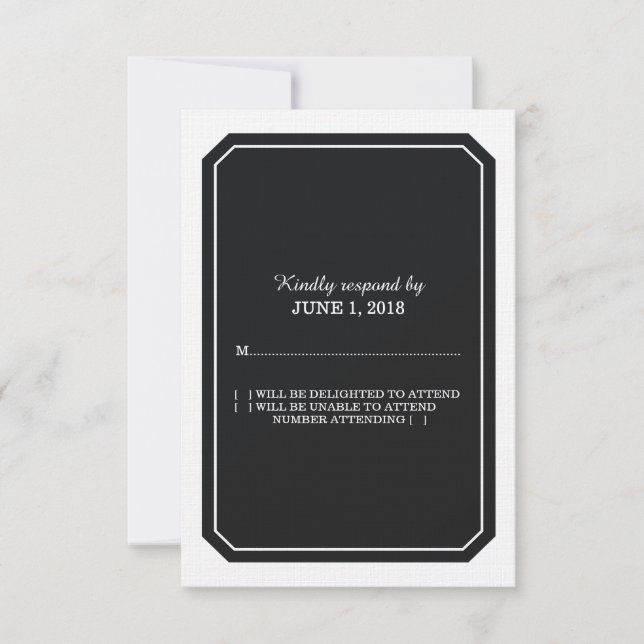 Black Simply Elegant Response Card (Front)