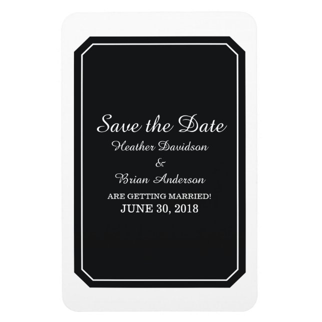 Black Simply Elegant Save the Date Magnet (Vertical)