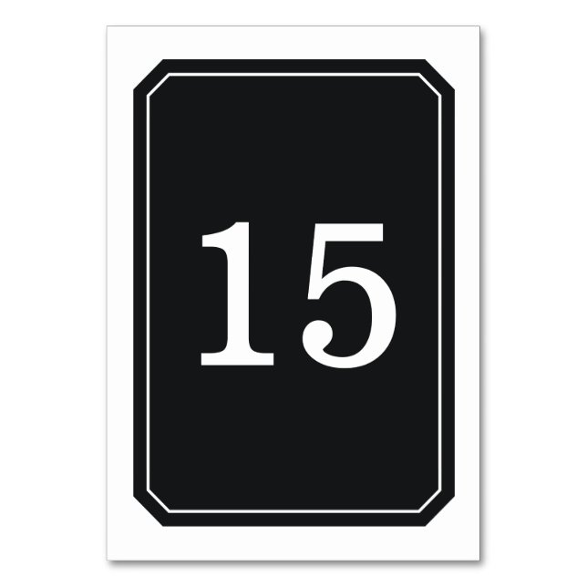 Black Simply Elegant Table Card (Front)