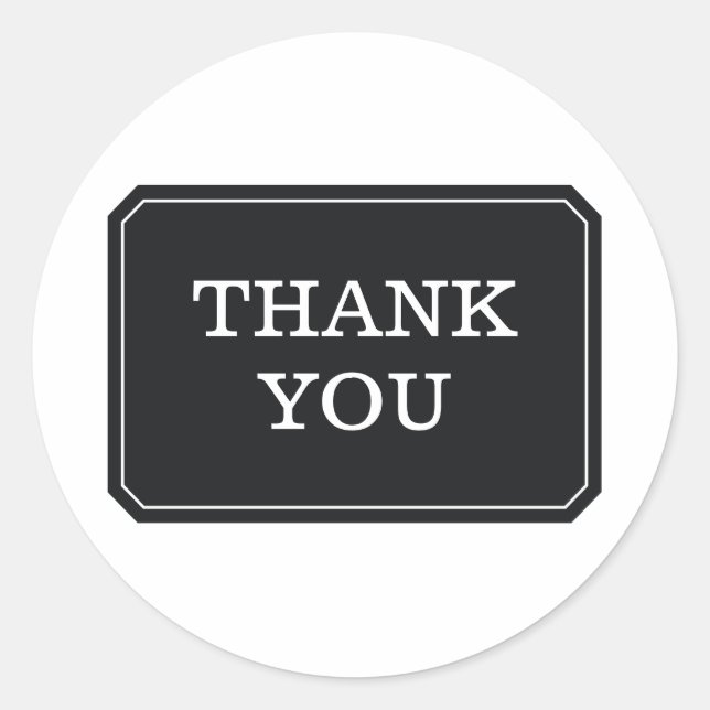 Black Simply Elegant Thank You Stickers (Front)