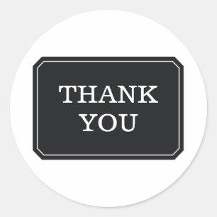 Black Simply Elegant Thank You Stickers