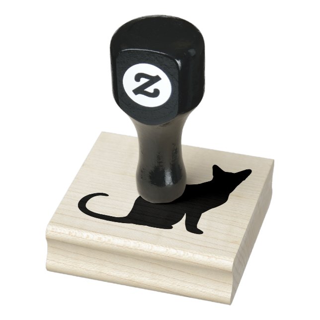 Black Sitting Cat Silhouette Rubber Stamp (Stamp)