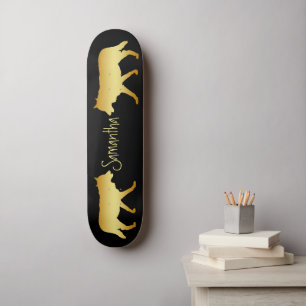Black Skateboard Gold wolves personalized