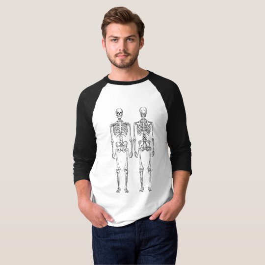 Black Skeleton Graphic 3/4 Sleeve T-Shirt