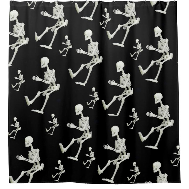 black skeleton halloween shower curtain him (Front)