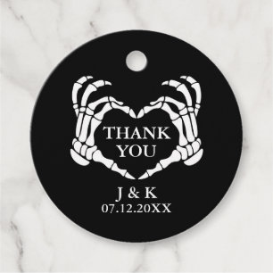 Black Skeleton Heart Wedding Thank You Favour Tags