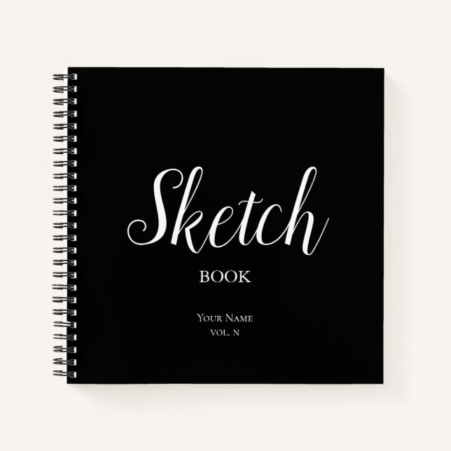 Black Sketch Book with Name Personalized Notebook (Front)