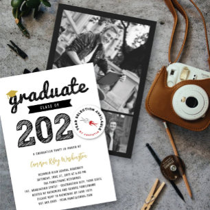 Black Sketch Graduate Cap Class Of 2026 Grad Party Invitation