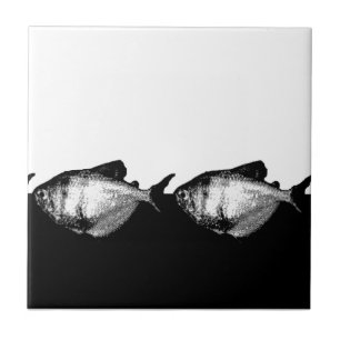Black Skirt Tetra Fish in a Line Tile