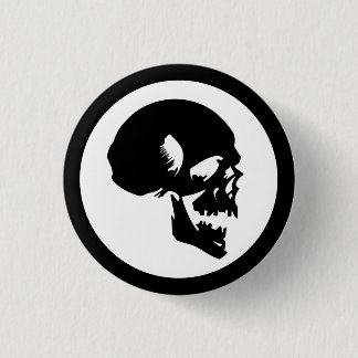 Black skull 1 inch round button