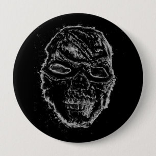 Black skull 4 inch round button