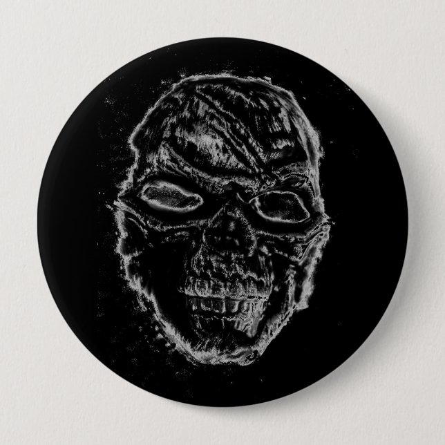 Black skull 4 inch round button (Front)