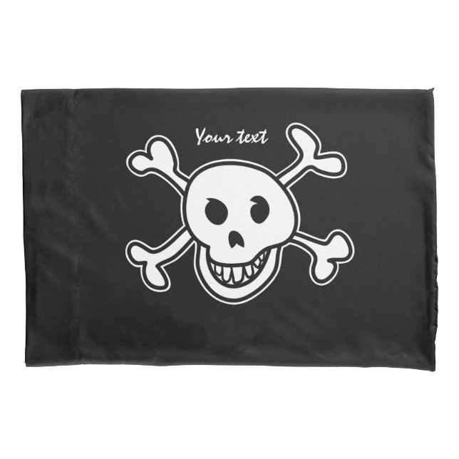 Black skull and bones pirate flag pillowcase cover (Front)