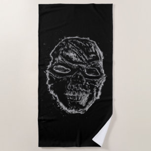 Black skull beach towel