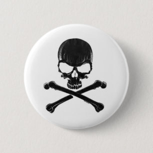 Black Skull/Crossbone 2 Inch Round Button