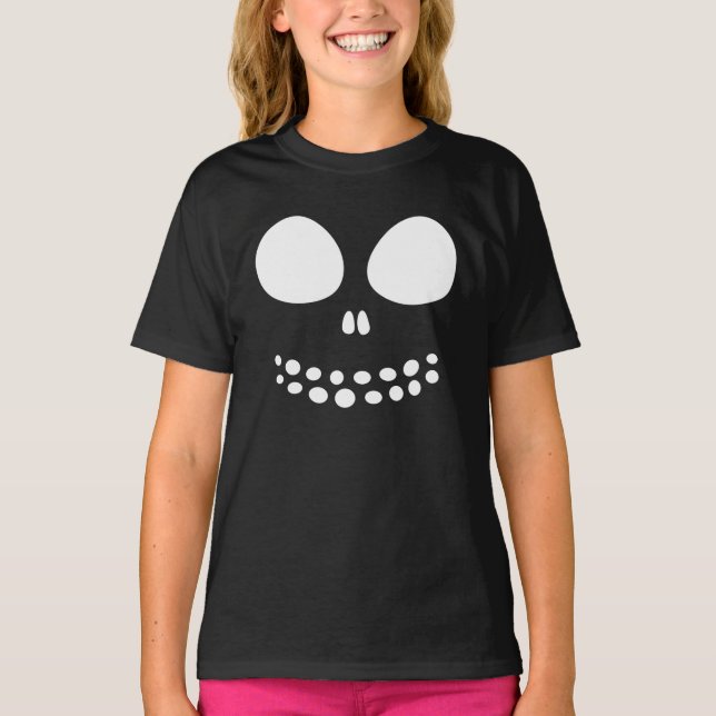 Black Skull Face Girls Shirt (Front)