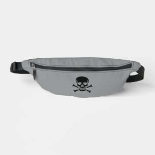 Black Skull gray fanny pack