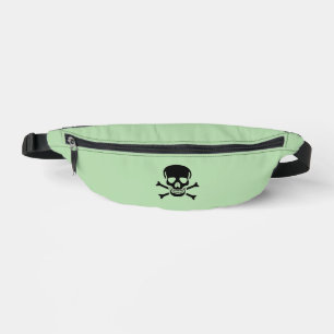 Black Skull green fanny pack
