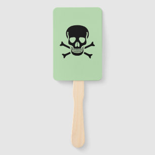 Black Skull green rectangle hand fans